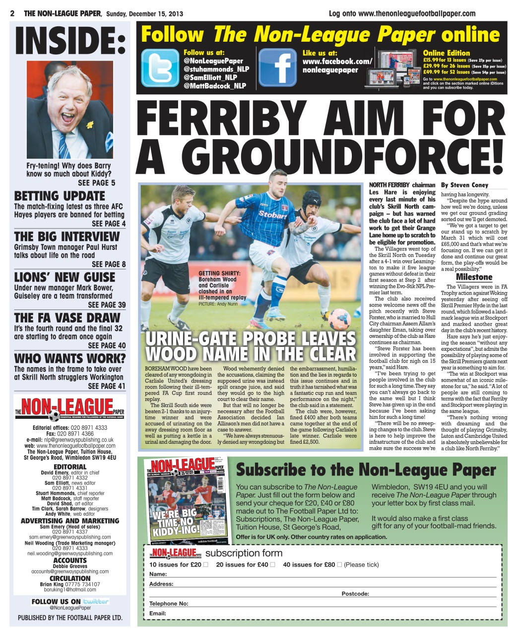 The Non-League Football Paper Preview Pages