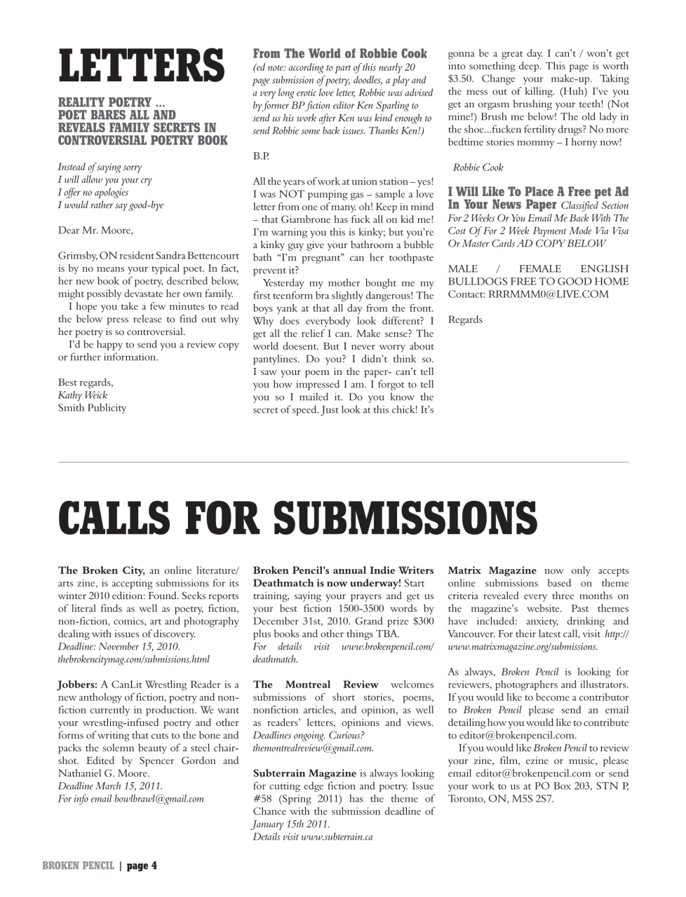 Broken Pencil Preview Pages