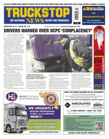 Truckstop News issue No.319 DRIVERS WARNED OVER DCPC ‘COMPLACENCY’