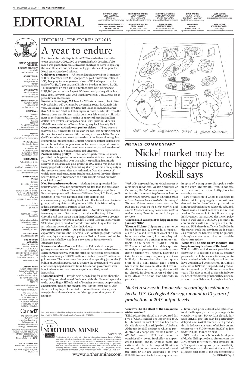 The Northern Miner Preview Pages