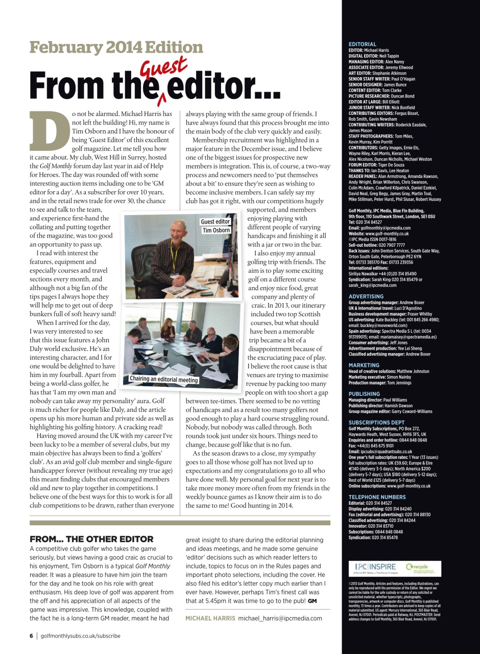 Golf Monthly Preview Pages