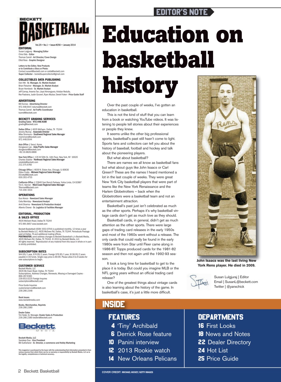 Beckett Basketball Magazine Preview Pages
