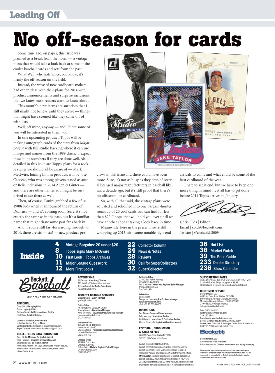Beckett Baseball Magazine Preview Pages