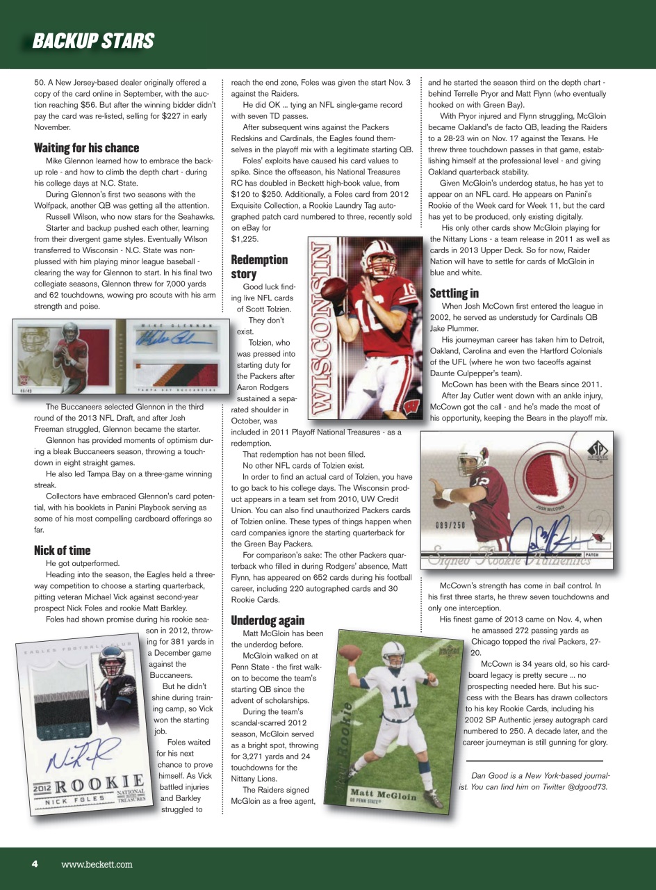 Beckett Football Magazine Preview Pages