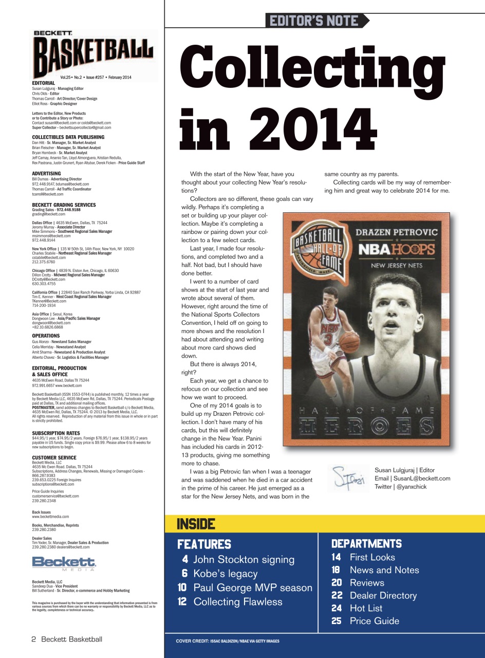 Beckett Basketball Magazine Preview Pages