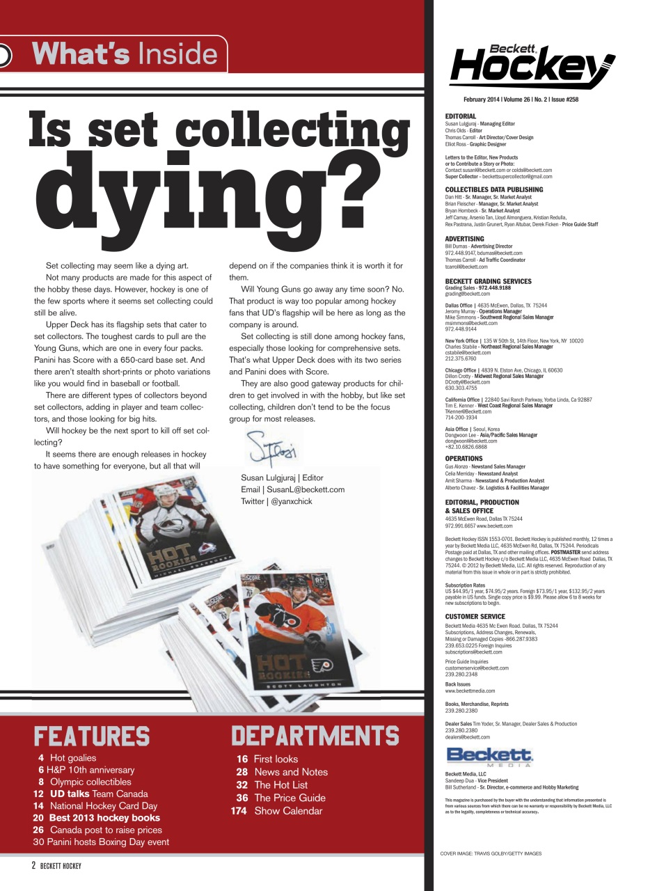 Beckett Hockey Magazine Preview Pages