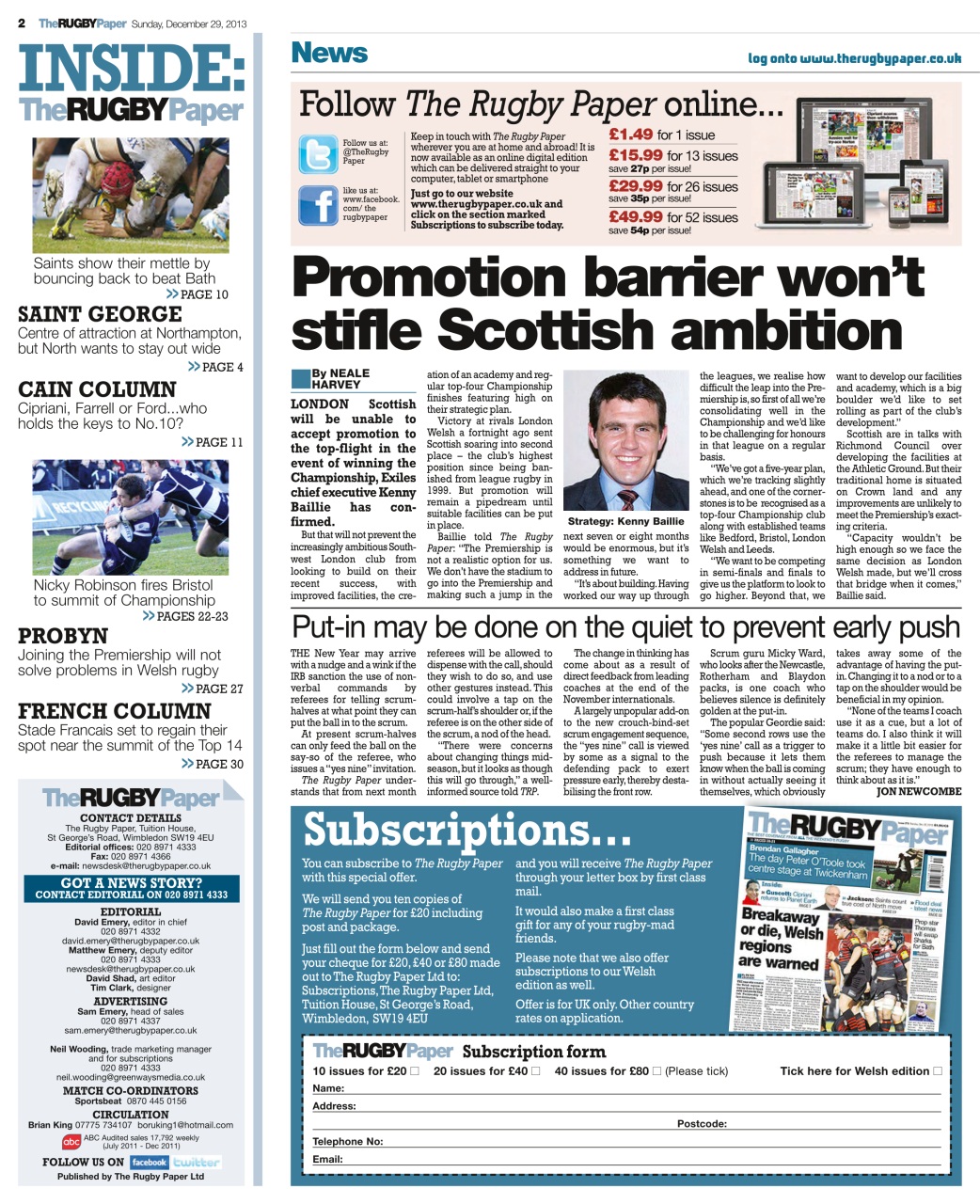 The Rugby Paper Preview Pages