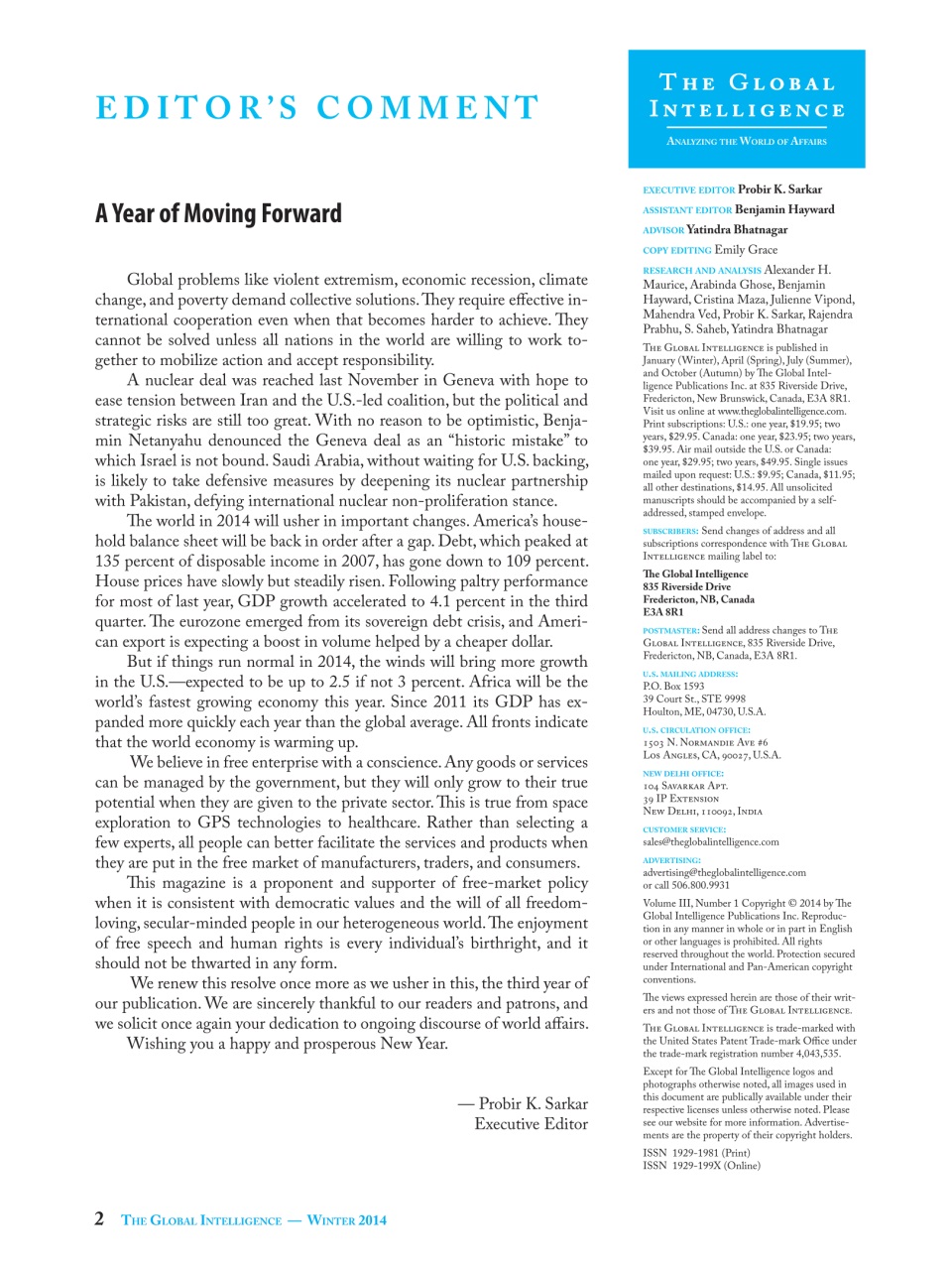 The Global Intelligence Preview Pages