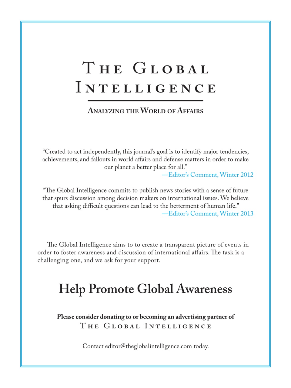 The Global Intelligence Preview Pages