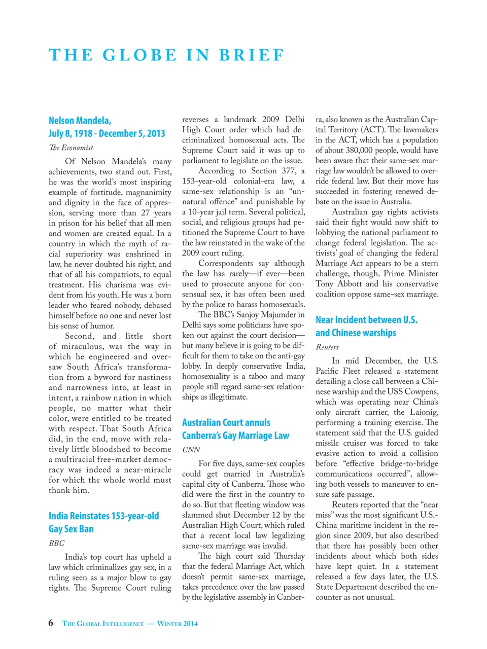 The Global Intelligence Preview Pages