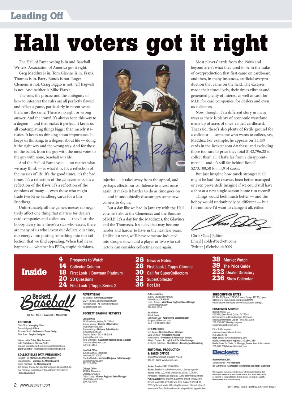 Beckett Baseball Magazine Preview Pages