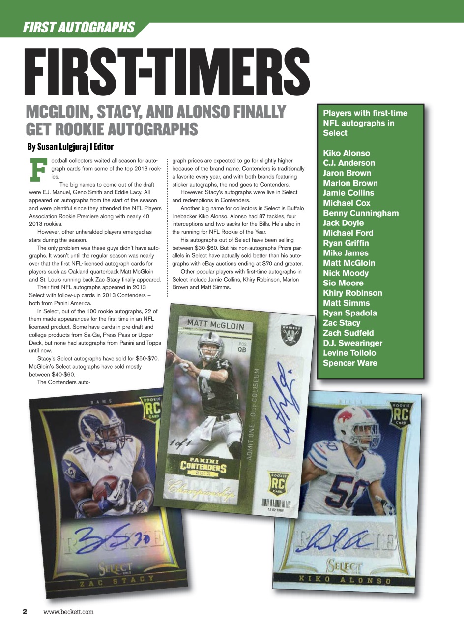 Beckett Football Magazine Preview Pages