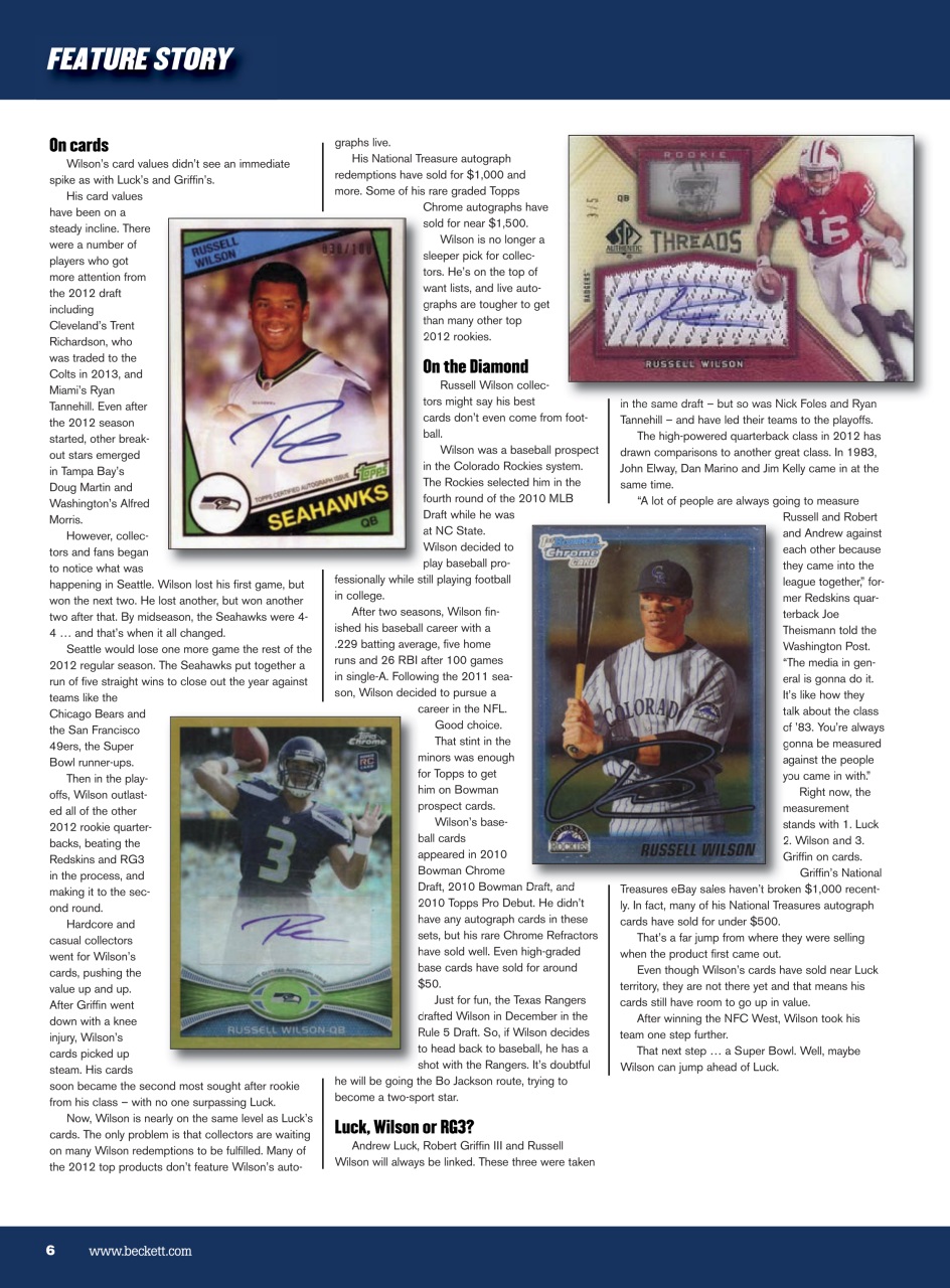 Beckett Football Magazine Preview Pages