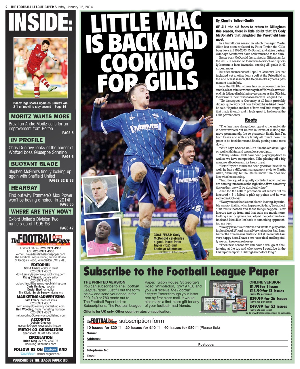 The Football League Paper Preview Pages