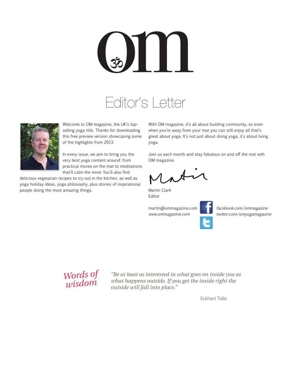 OM Yoga Magazine Preview Pages