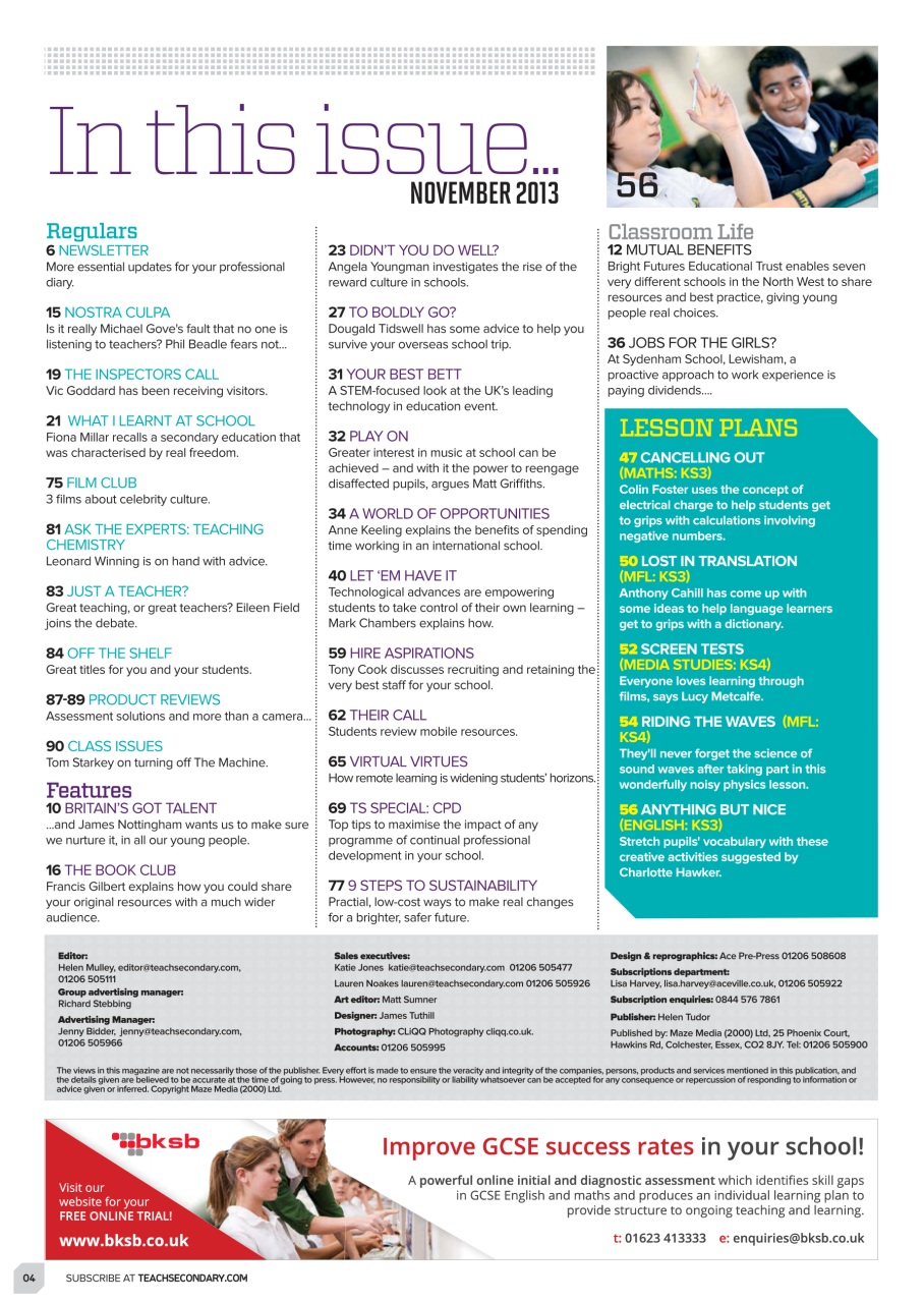 Teach Secondary Preview Pages