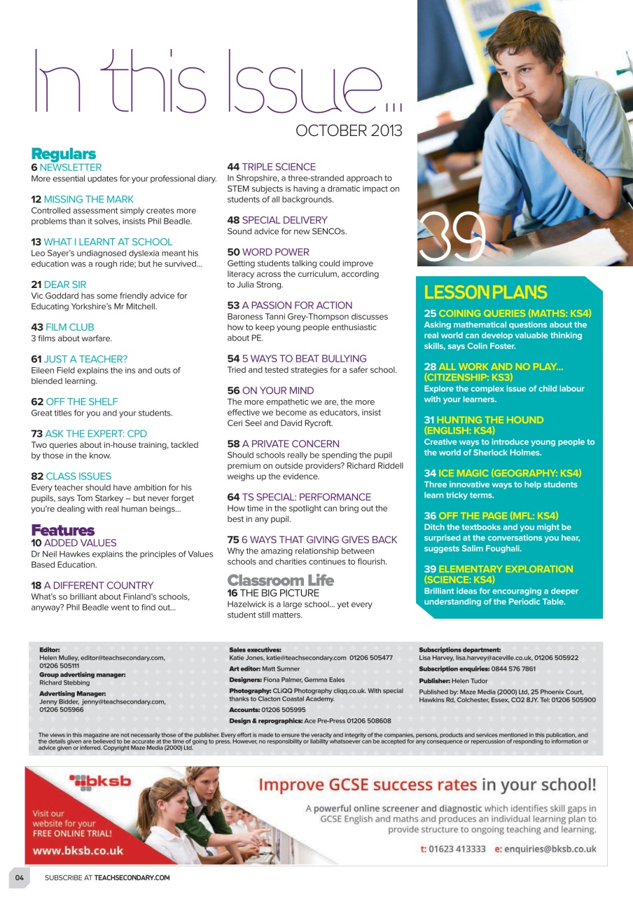 Teach Secondary Preview Pages