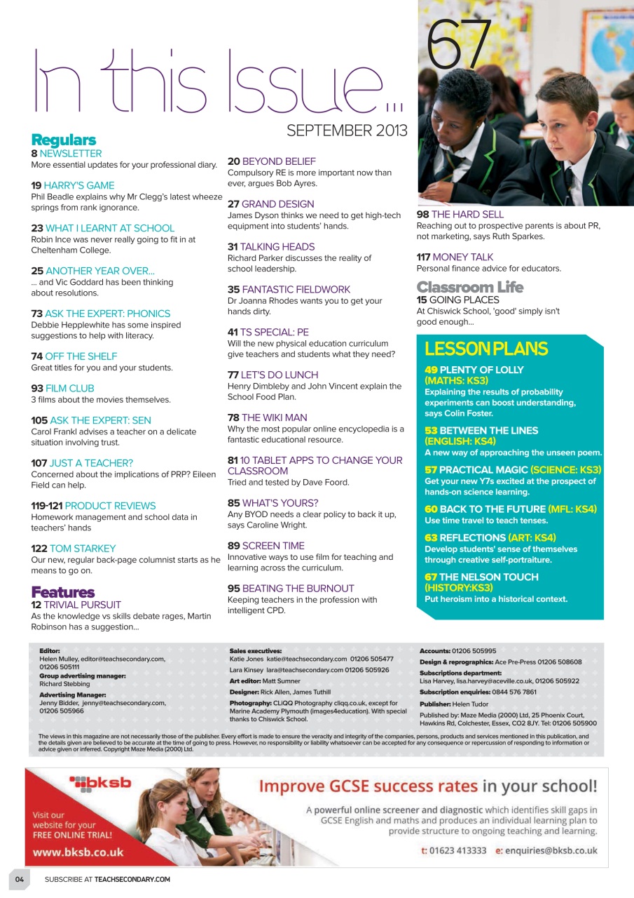 Teach Secondary Preview Pages