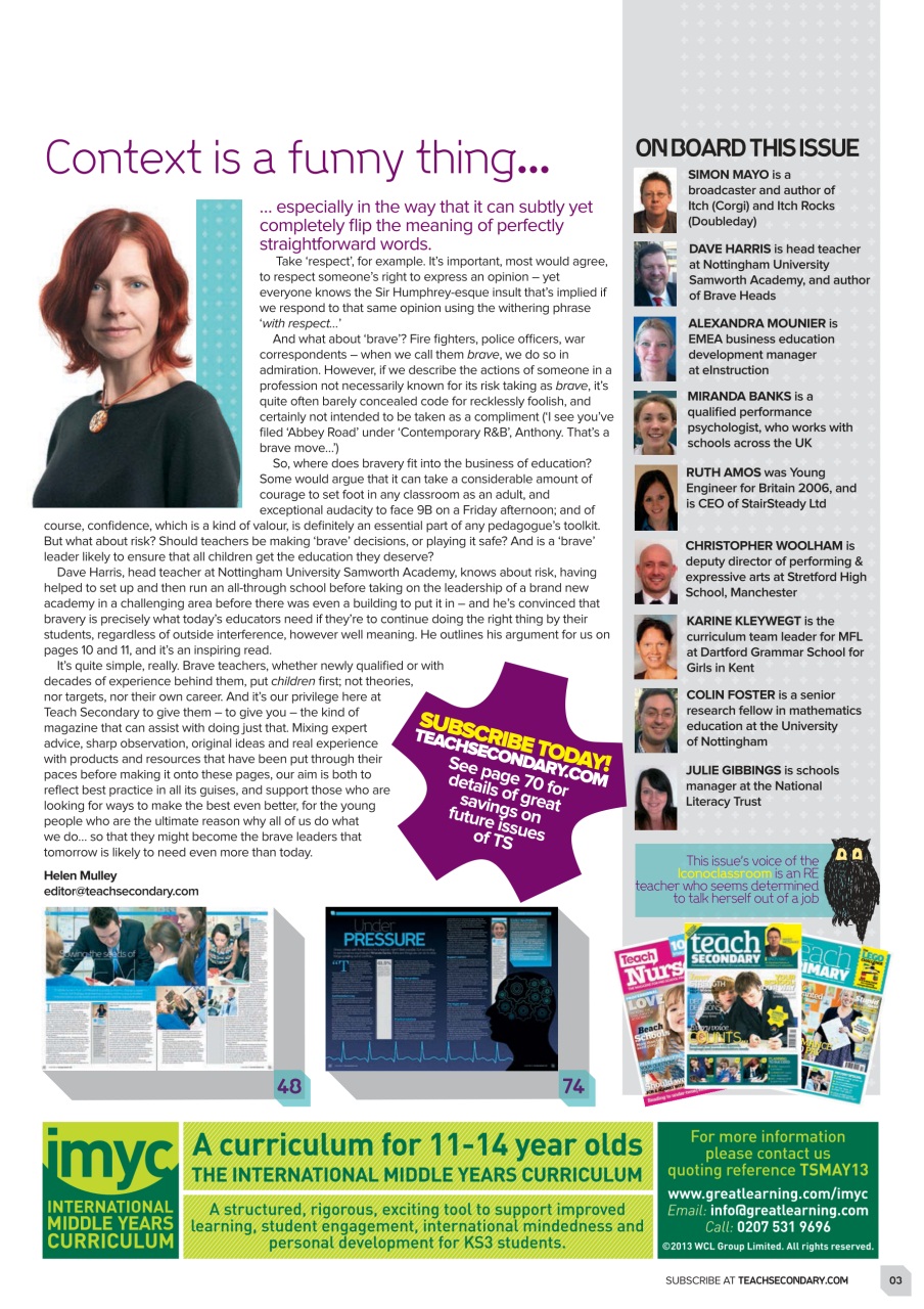 Teach Secondary Preview Pages