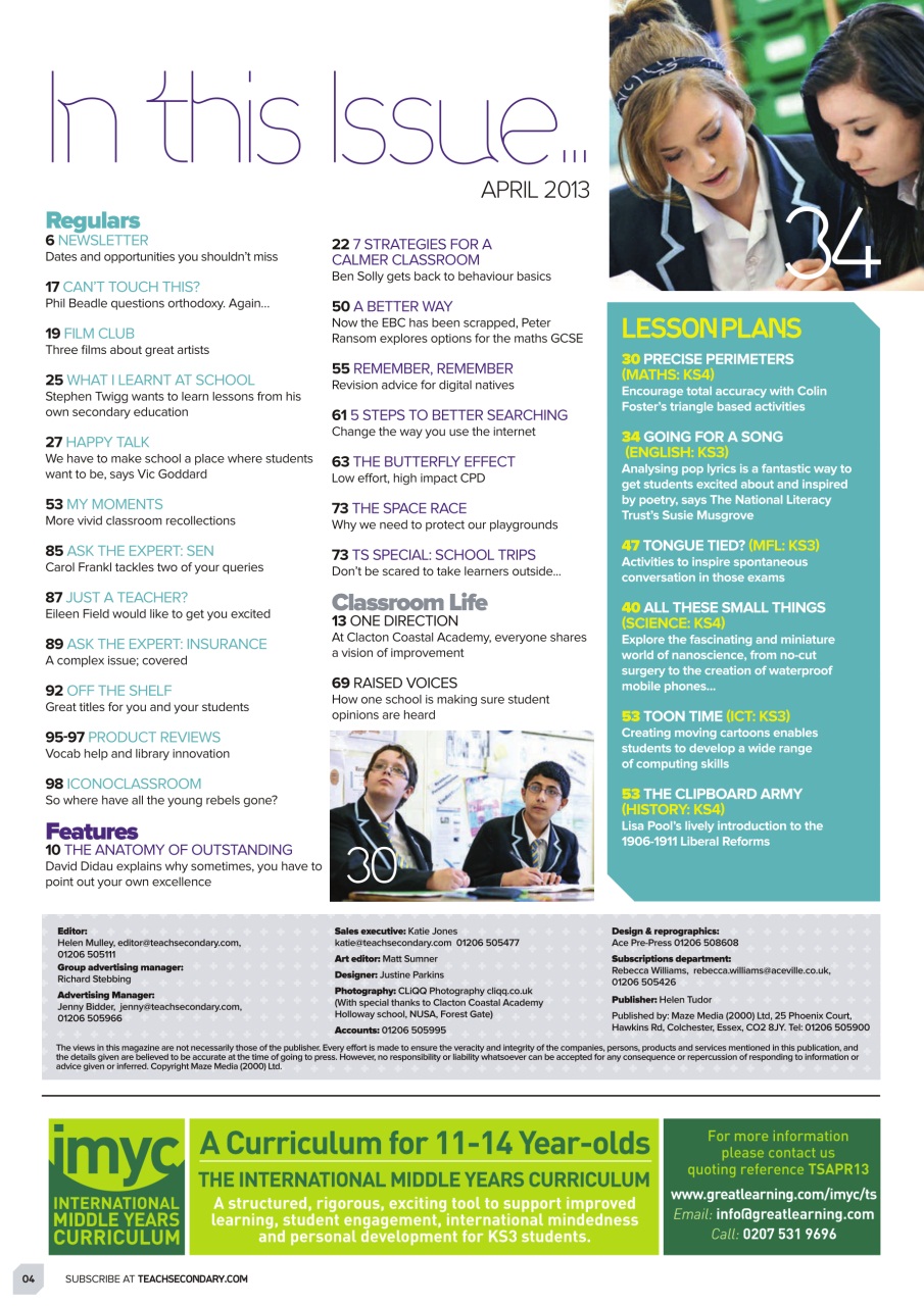 Teach Secondary Preview Pages