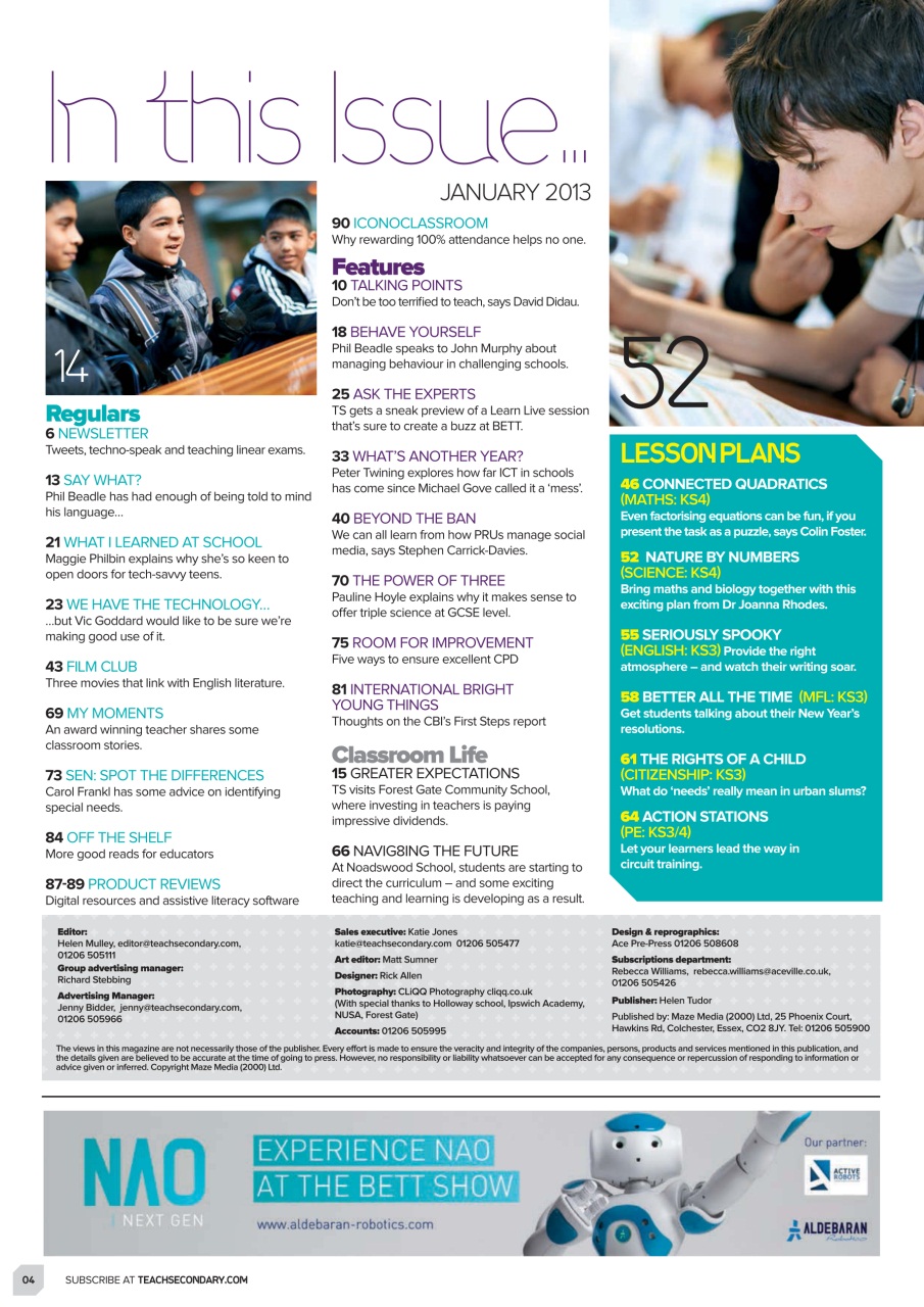 Teach Secondary Preview Pages