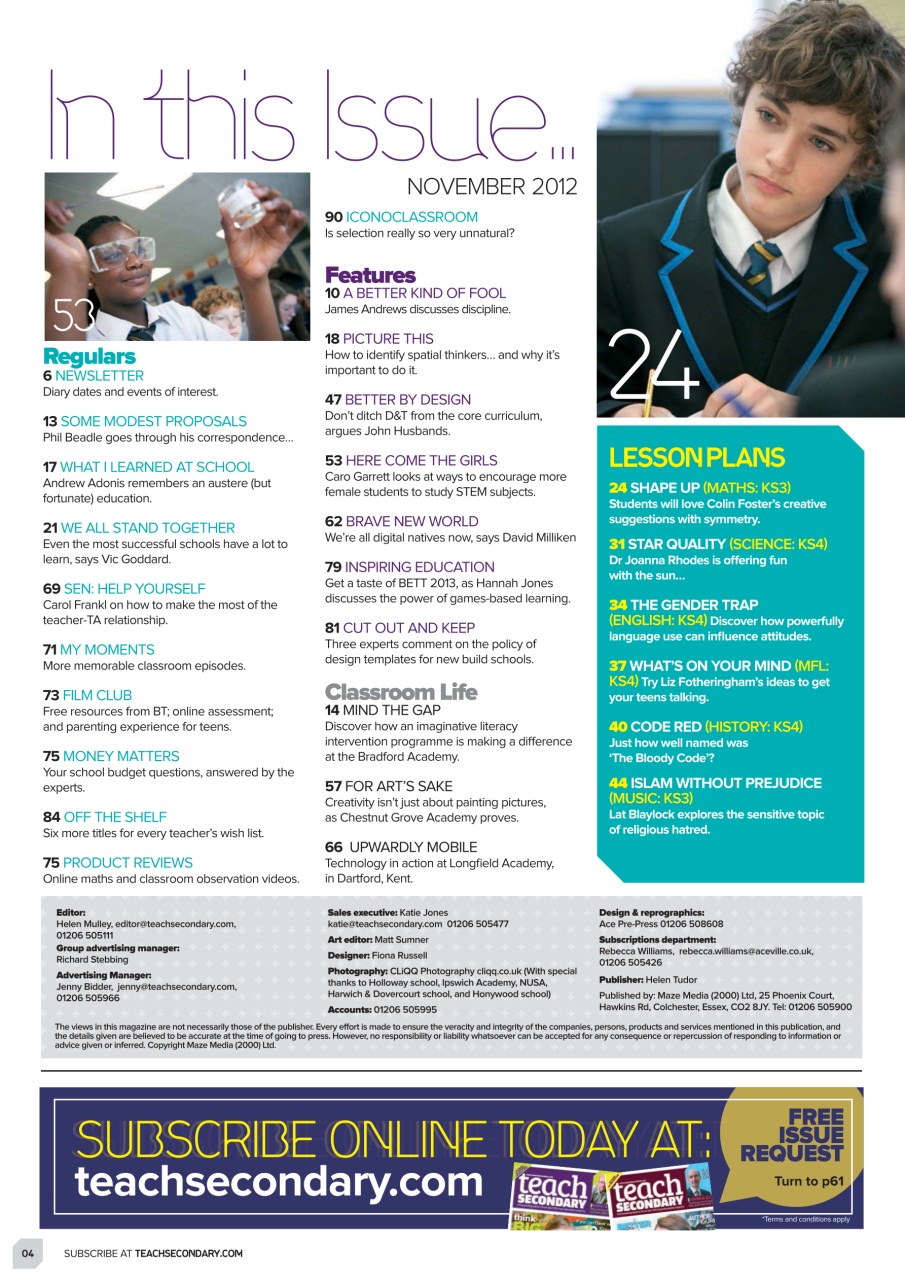 Teach Secondary Preview Pages