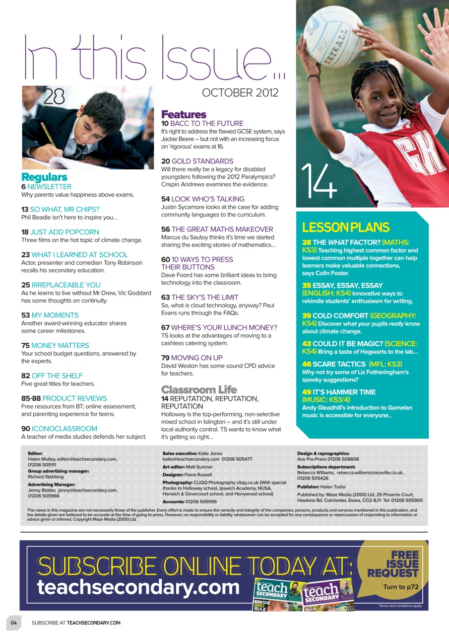 Teach Secondary Preview Pages