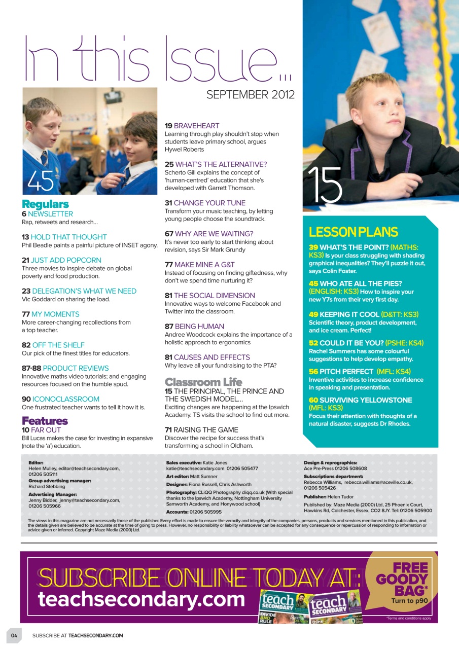 Teach Secondary Preview Pages