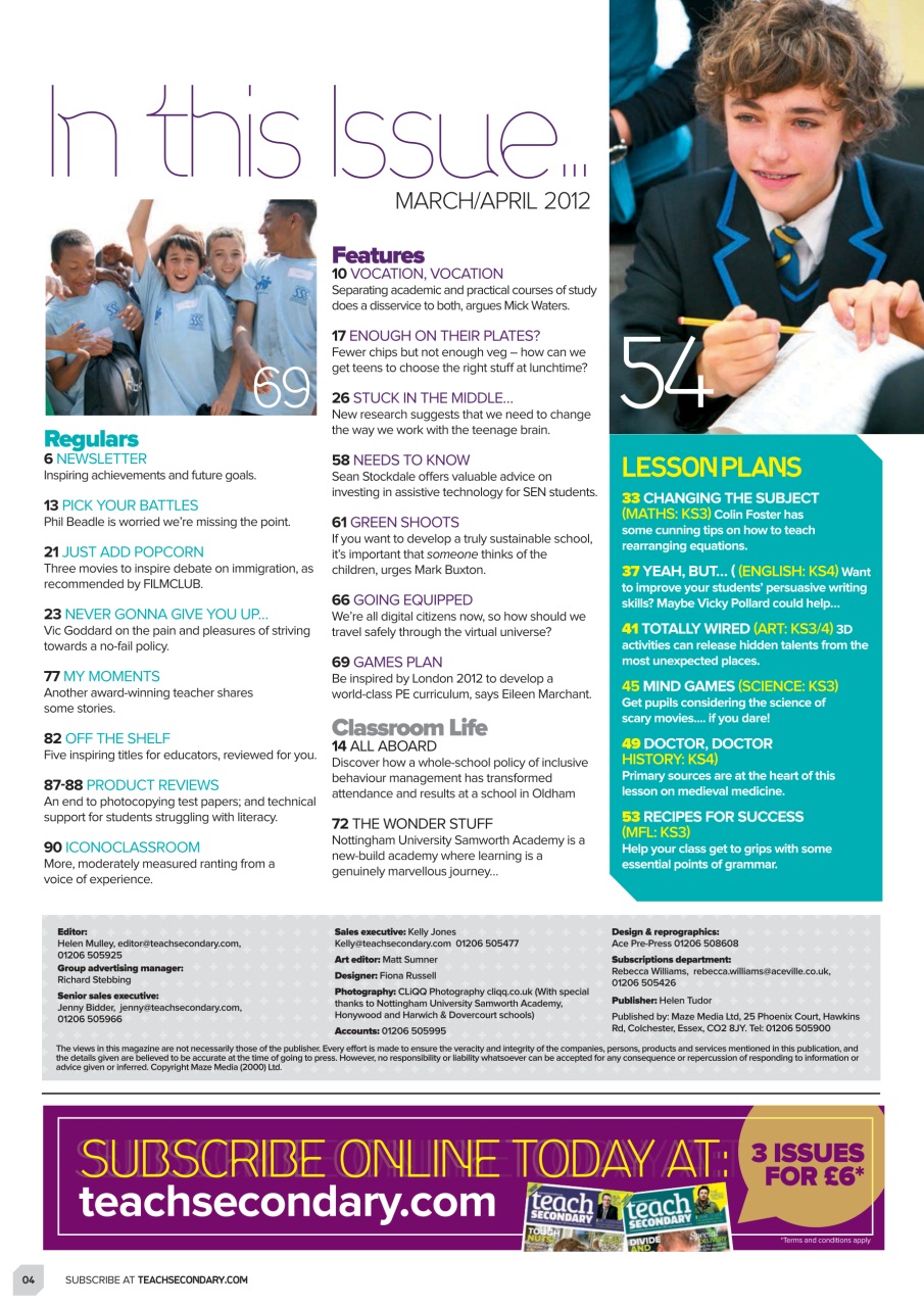 Teach Secondary Preview Pages