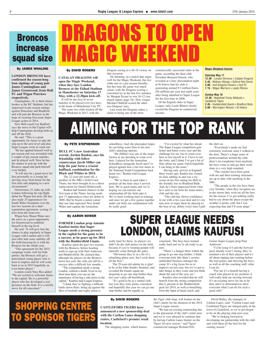League Express Preview Pages