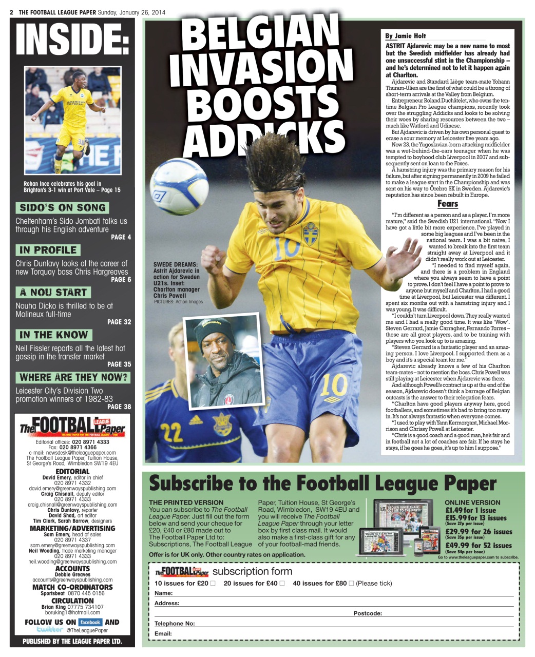 The Football League Paper Preview Pages