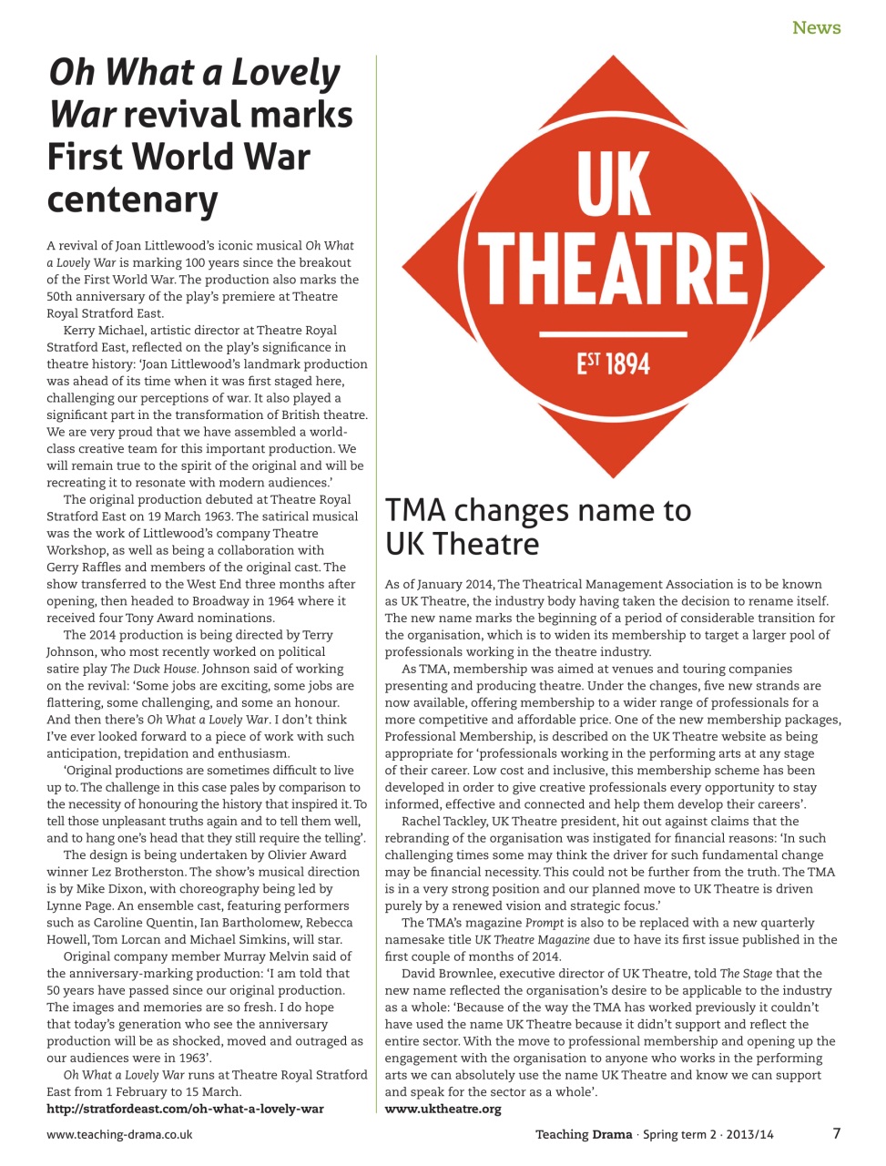 Drama and Theatre Preview Pages