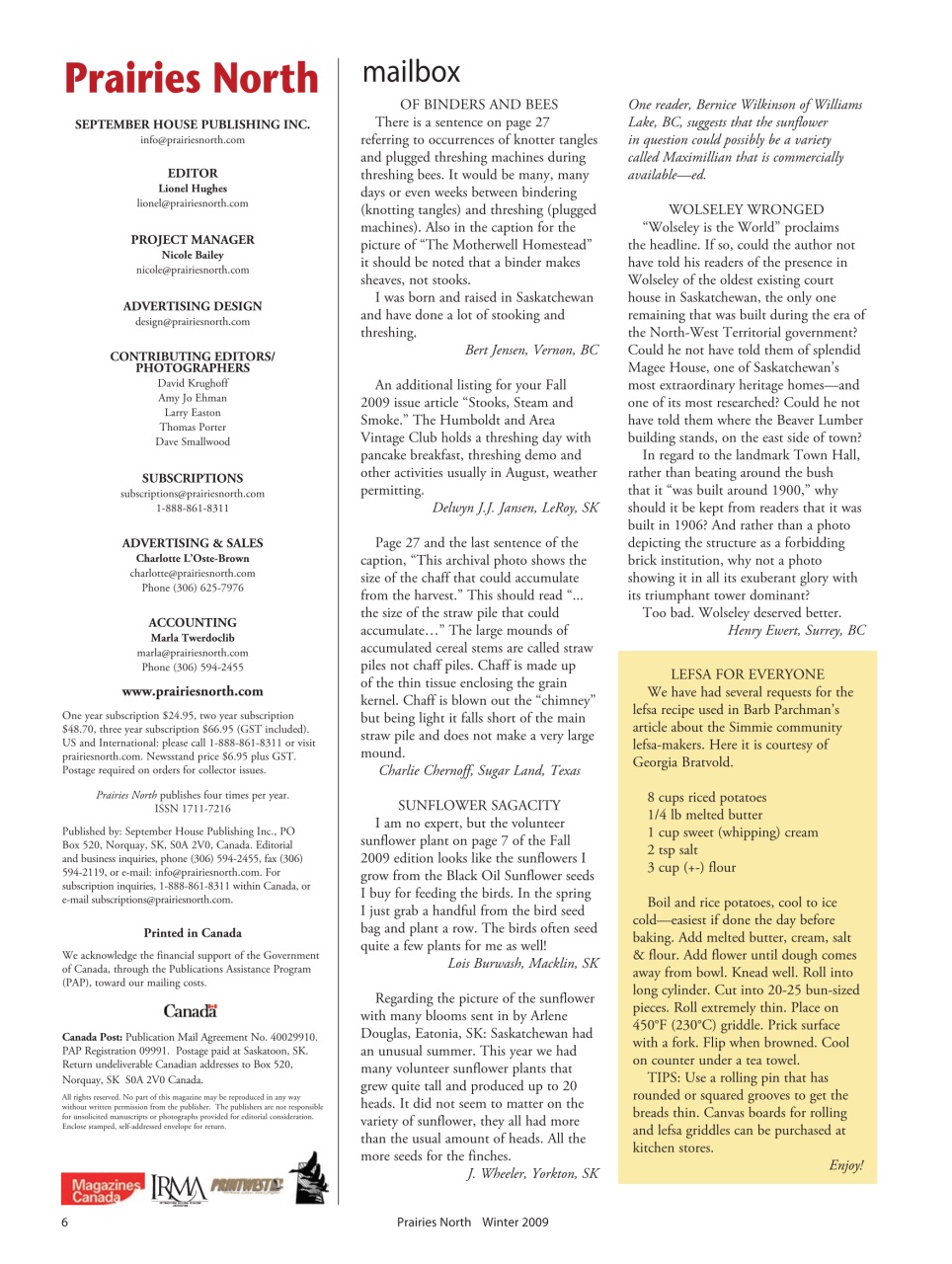 Prairies North Magazine Preview Pages