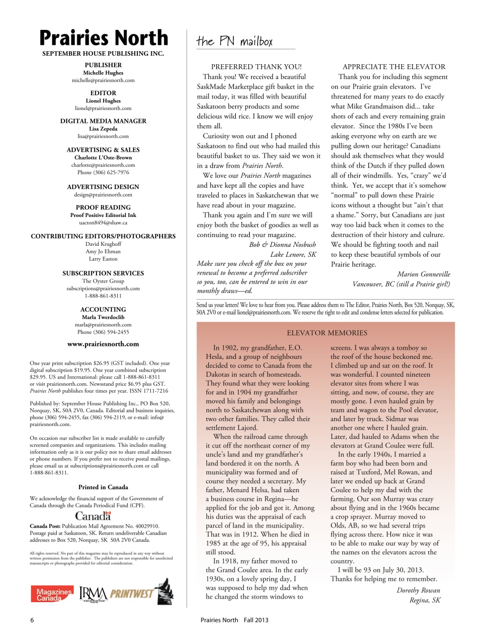 Prairies North Magazine Preview Pages