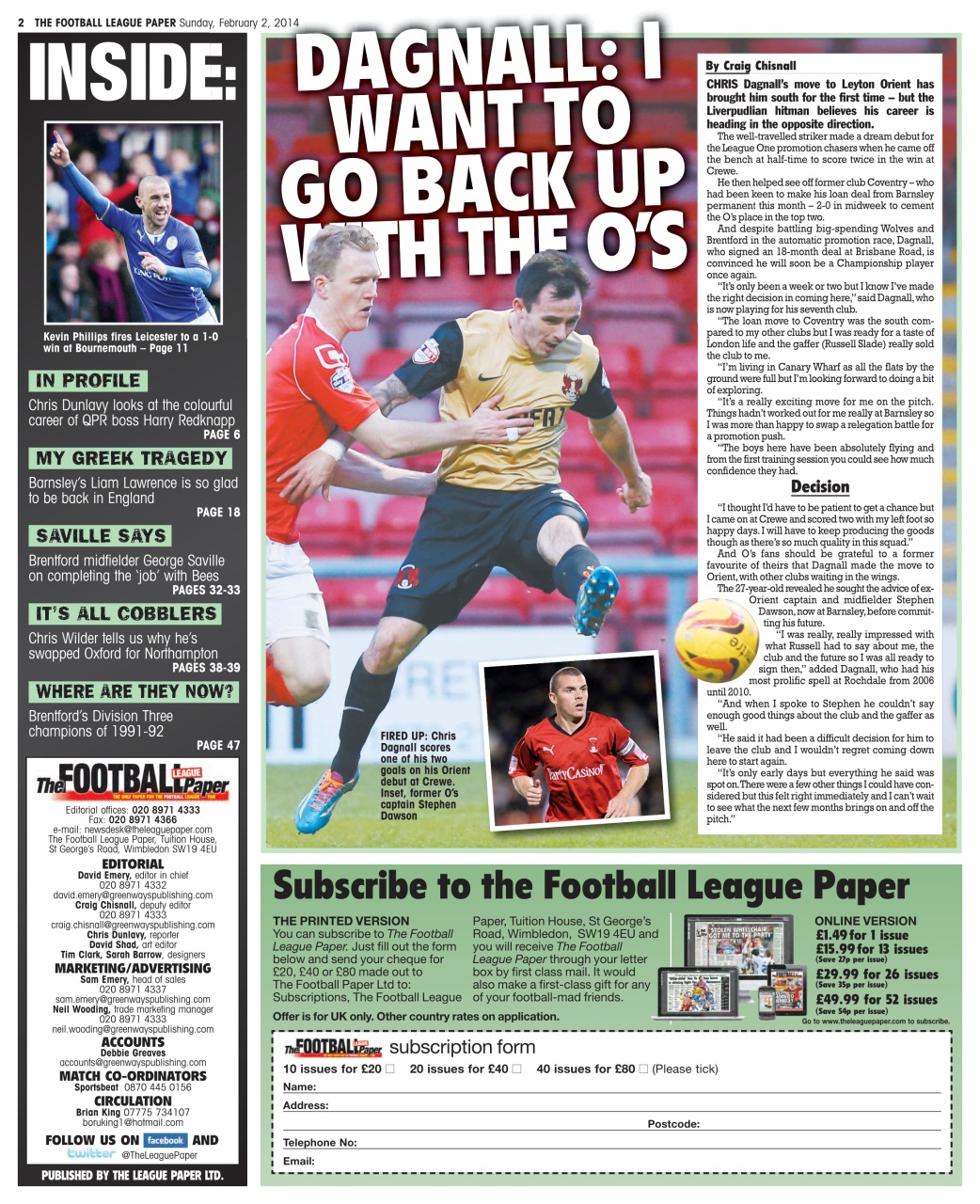 The Football League Paper Preview Pages