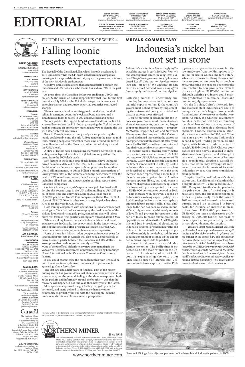 The Northern Miner Preview Pages