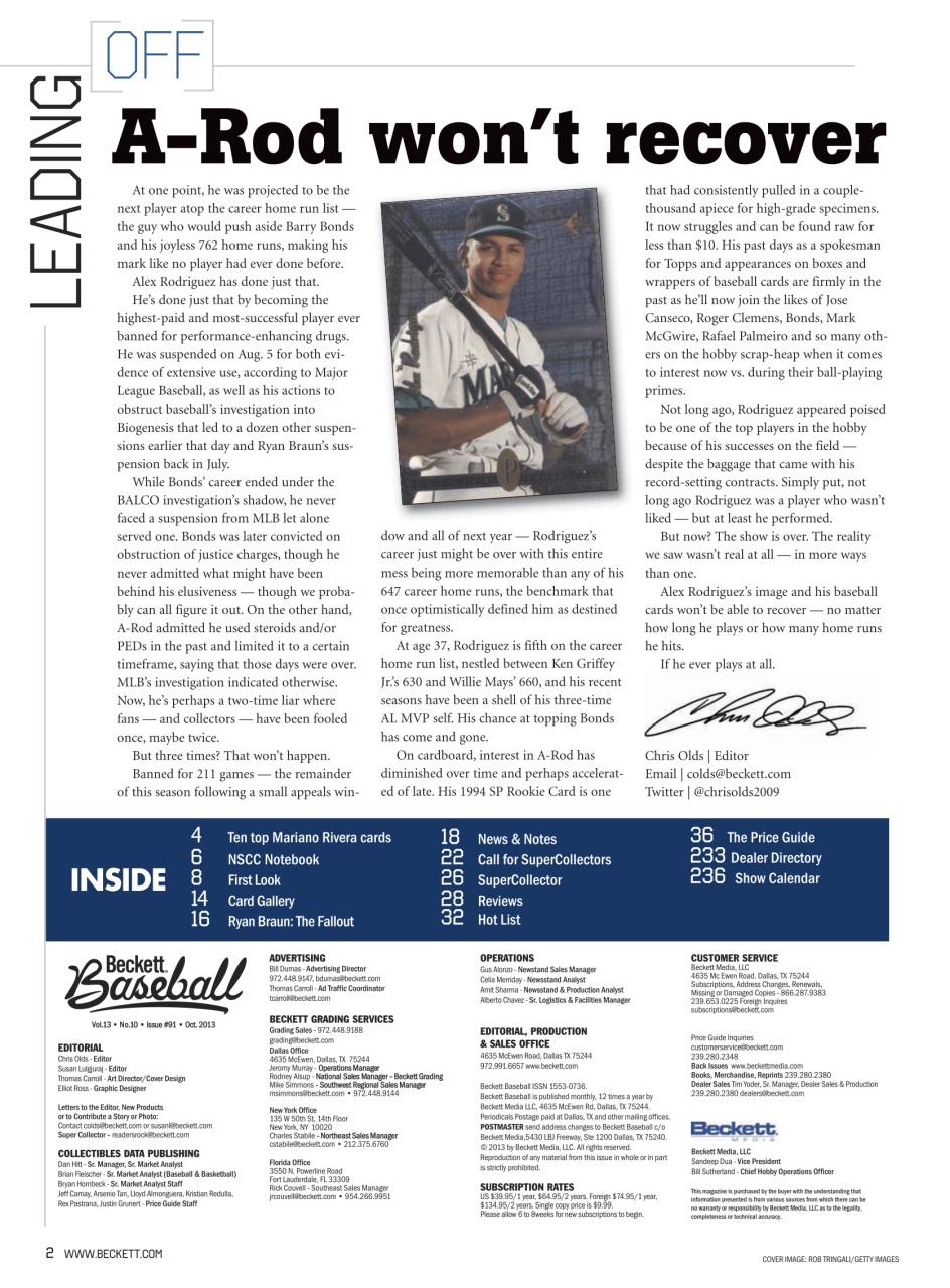 Beckett Baseball Magazine Preview Pages