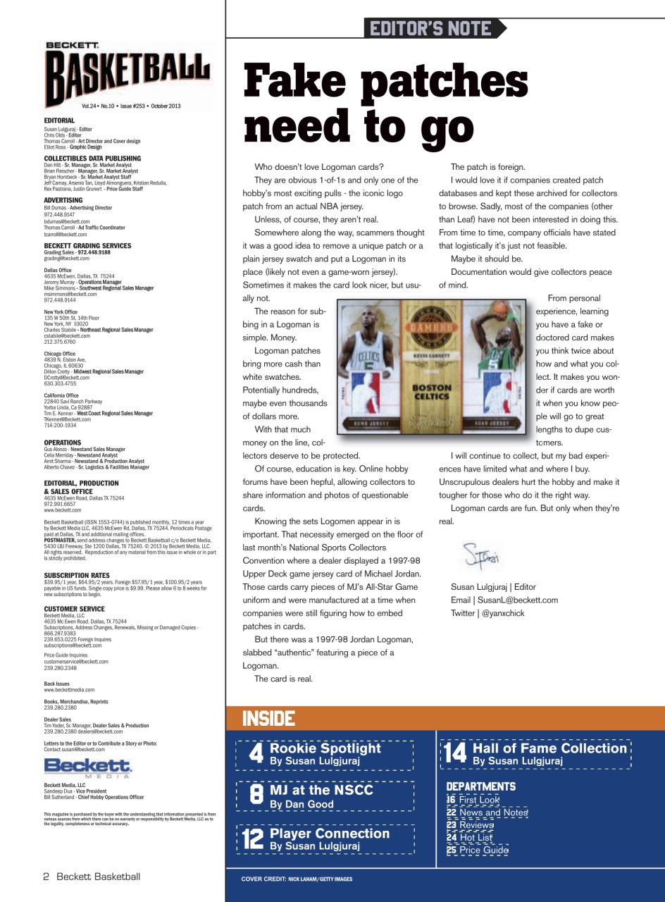 Beckett Basketball Magazine Preview Pages