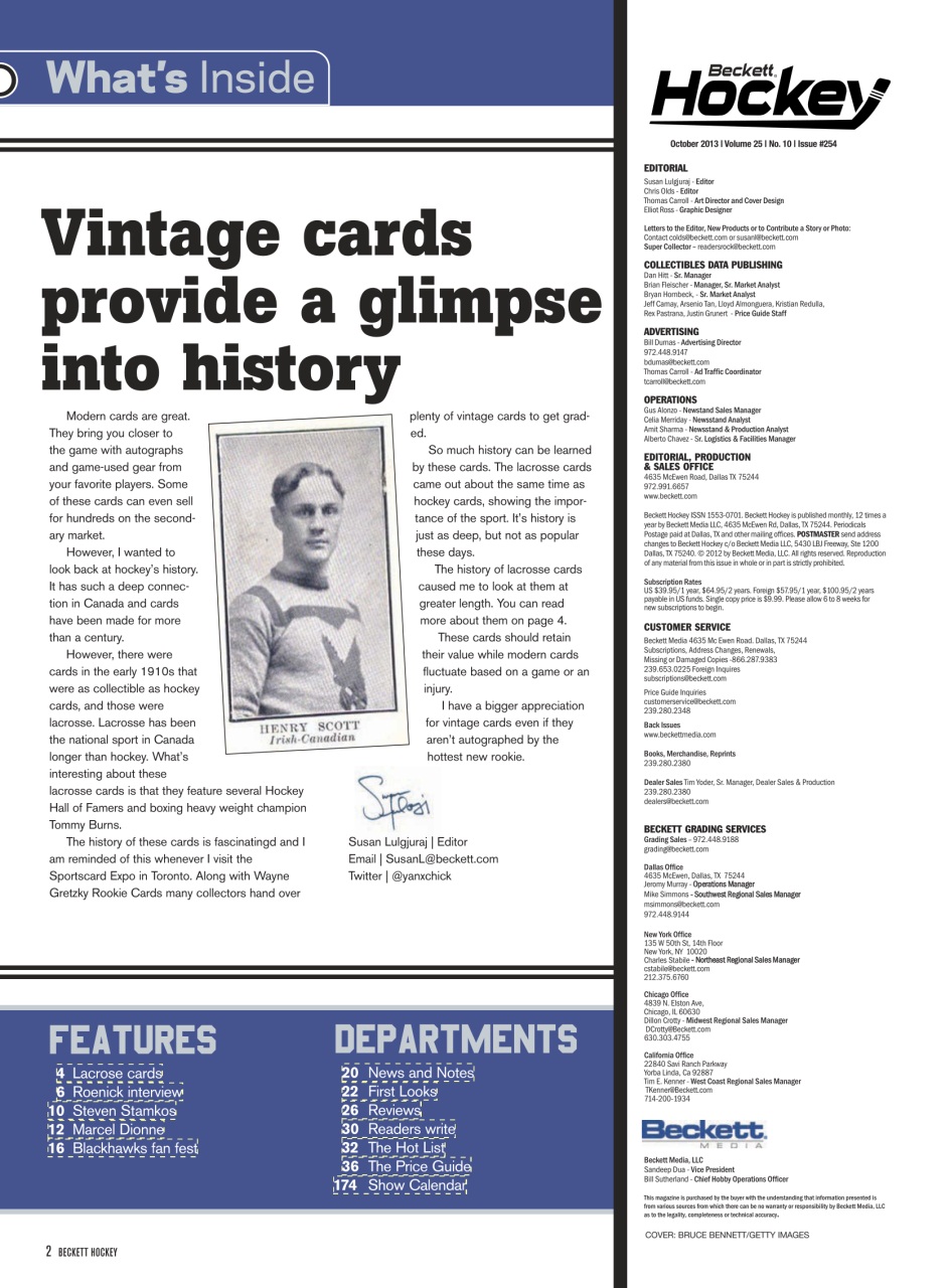 Beckett Hockey Magazine Preview Pages