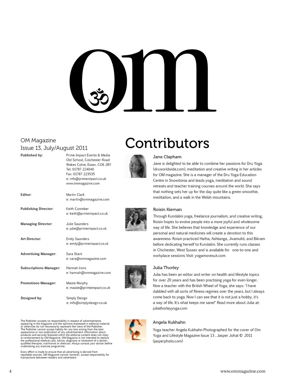 OM Yoga Magazine Preview Pages
