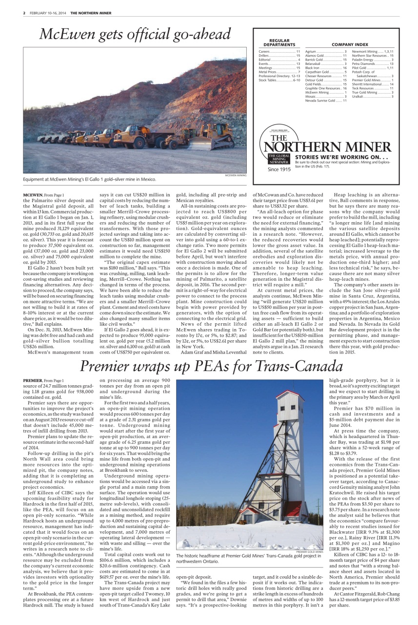 The Northern Miner Preview Pages