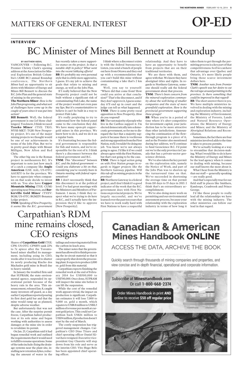 The Northern Miner Preview Pages