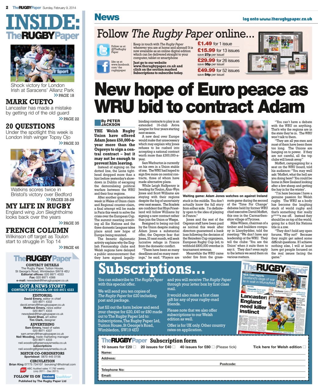 The Rugby Paper Preview Pages