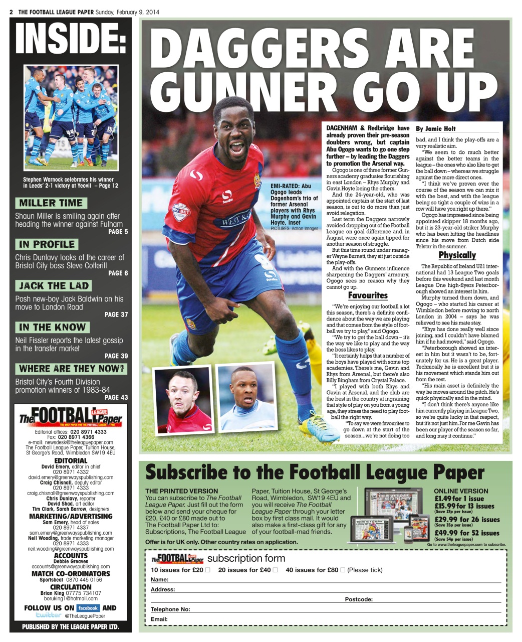 The Football League Paper Preview Pages
