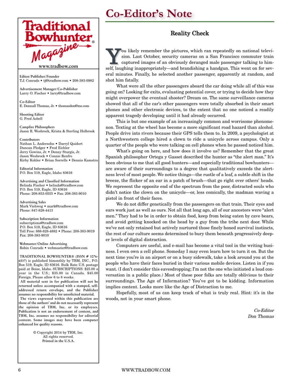 Traditional Bowhunter Magazine Preview Pages