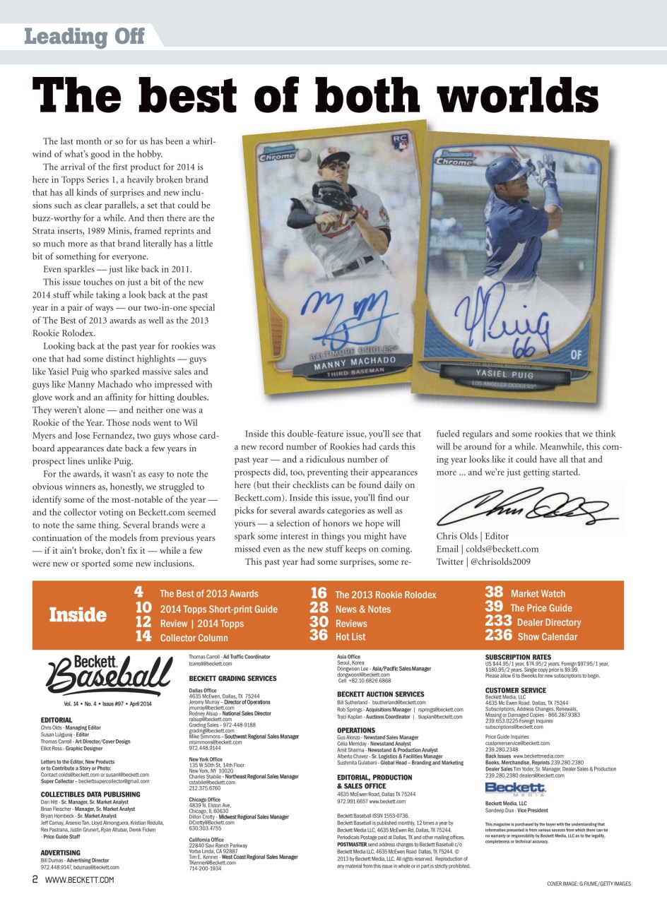 Beckett Baseball Magazine Preview Pages