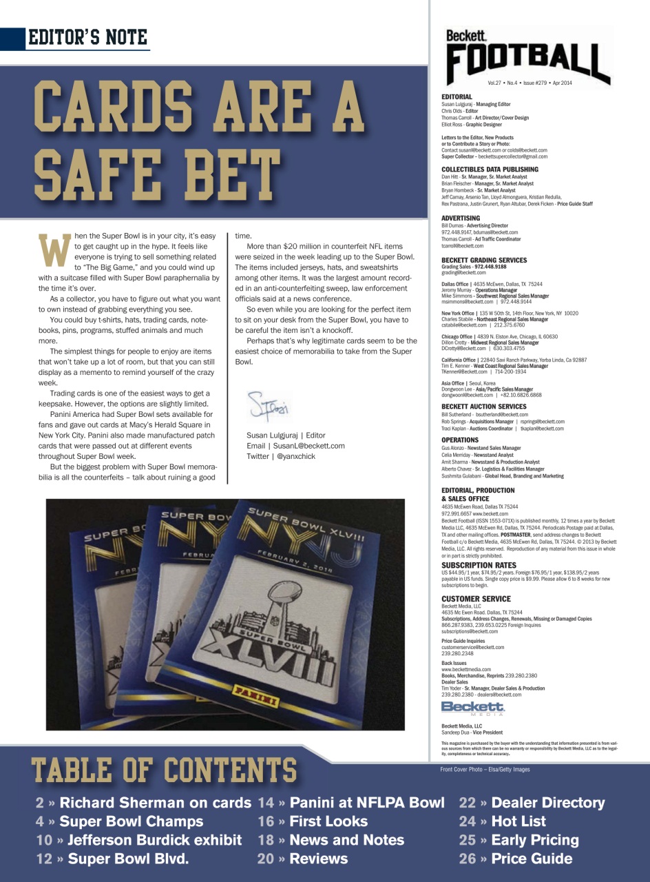 Beckett Football Magazine Preview Pages