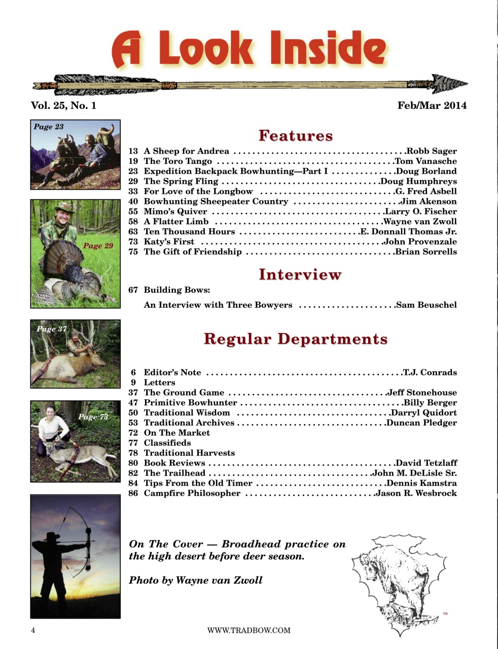 Traditional Bowhunter Magazine Preview Pages
