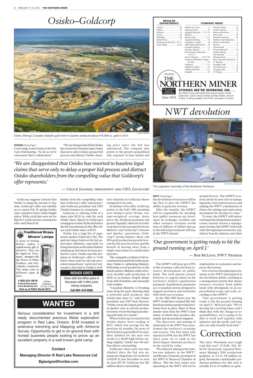 The Northern Miner Preview Pages
