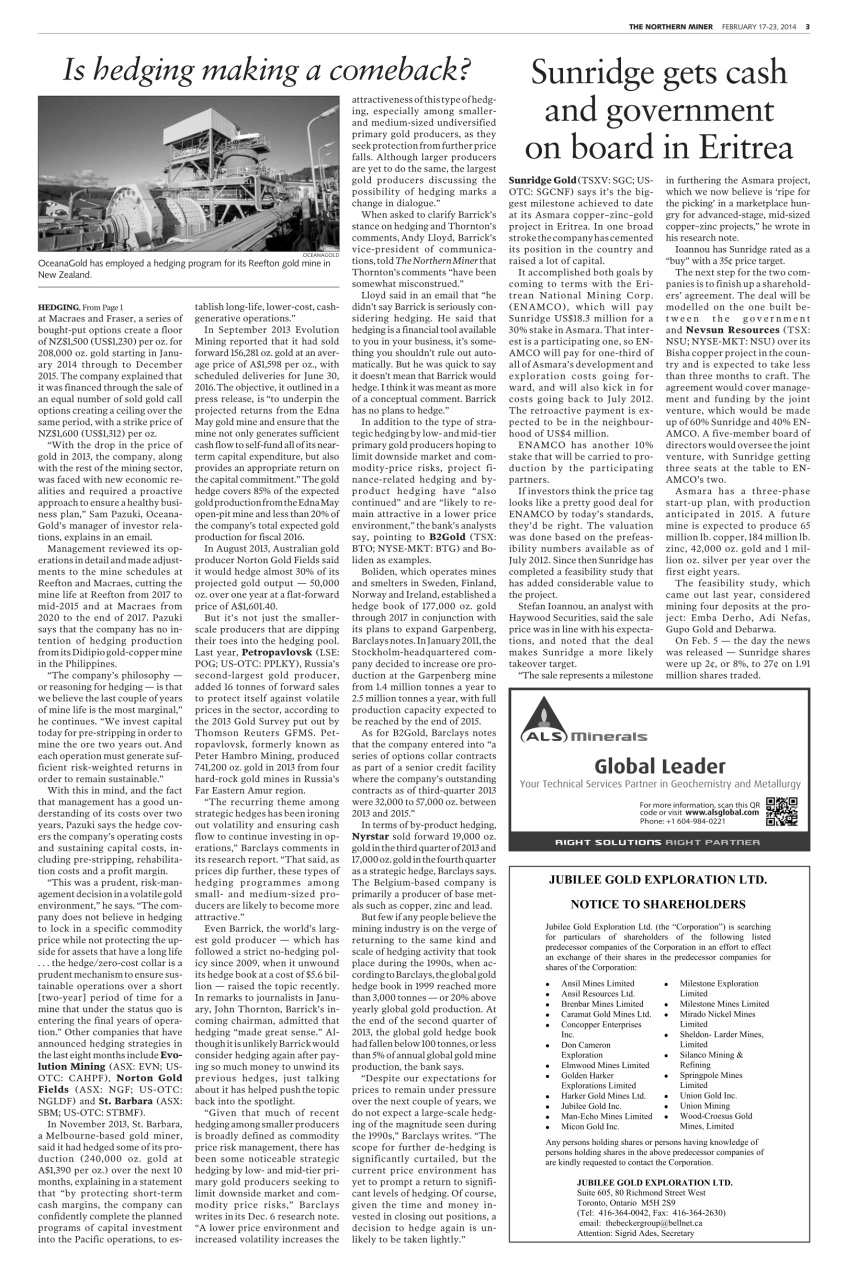 The Northern Miner Preview Pages